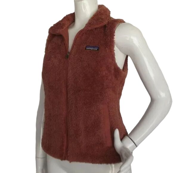 PATAGONIA Fleece Vest, S, Furry/Fleece Cedar/Rust, Zipper front, Stand up collar - Picture 4 of 16